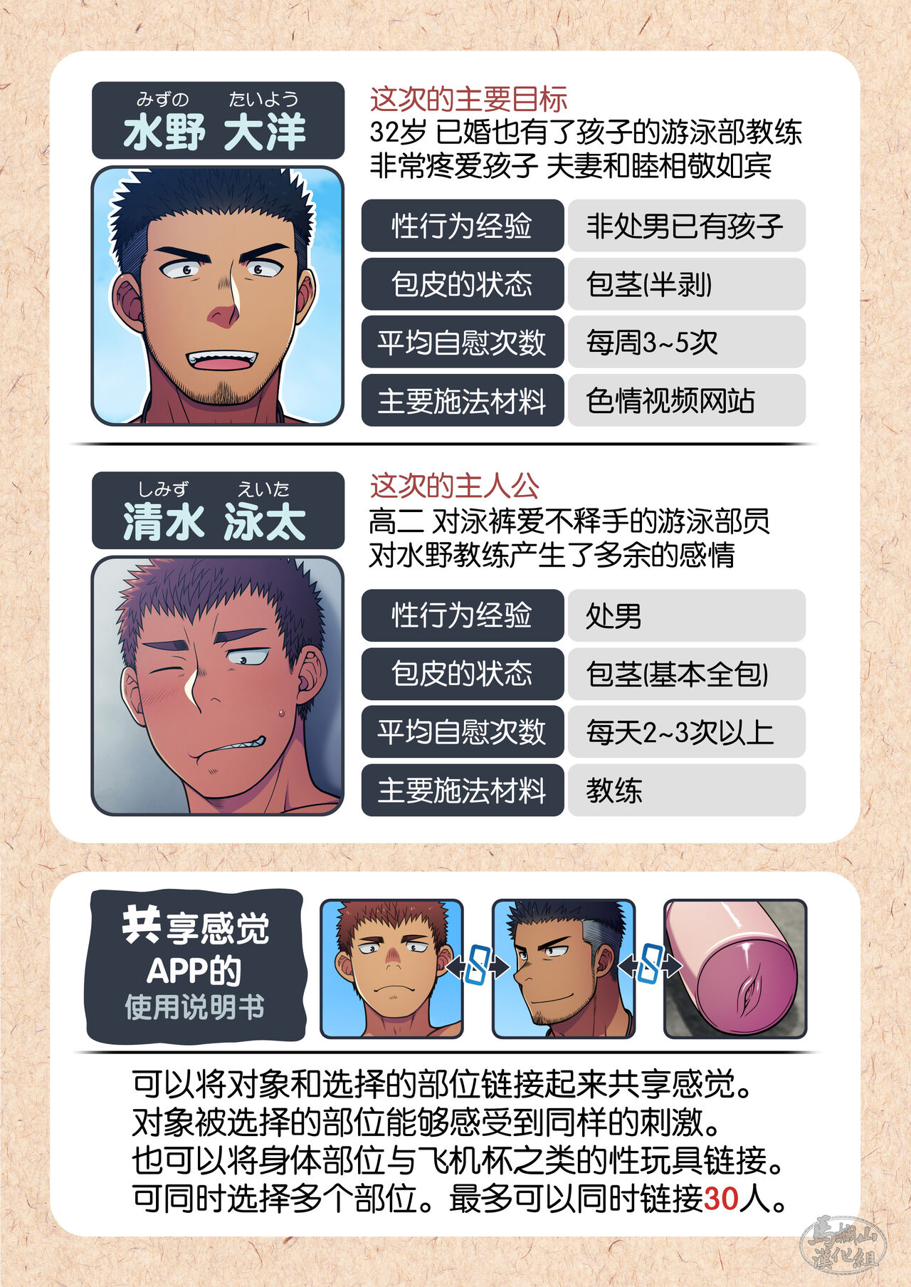 Seikan Link ~Kankaku Kyouyuu Appli de Suieibu no Coach to Ore no na Bubun o Tsunaide Shigeki Shite Mita. | 性感链接 ~使用共享感觉APP把游泳部的教练和我♂♂的部位链接起来之后试着刺激了一下。 page 2 full