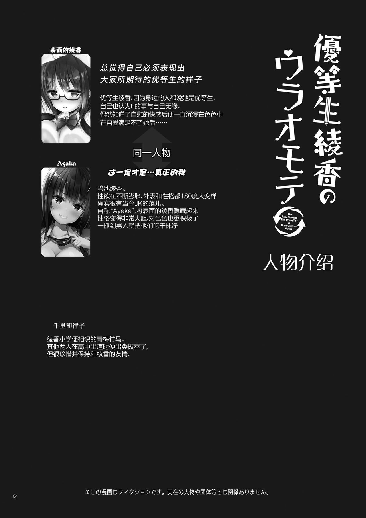 Yuutousei no Ura no Sugata wa Chou Bitch Layer -Yuutousei Ayaka no Ura Omote- | 优等生的隐藏身份 超级小婊子 page 4 full