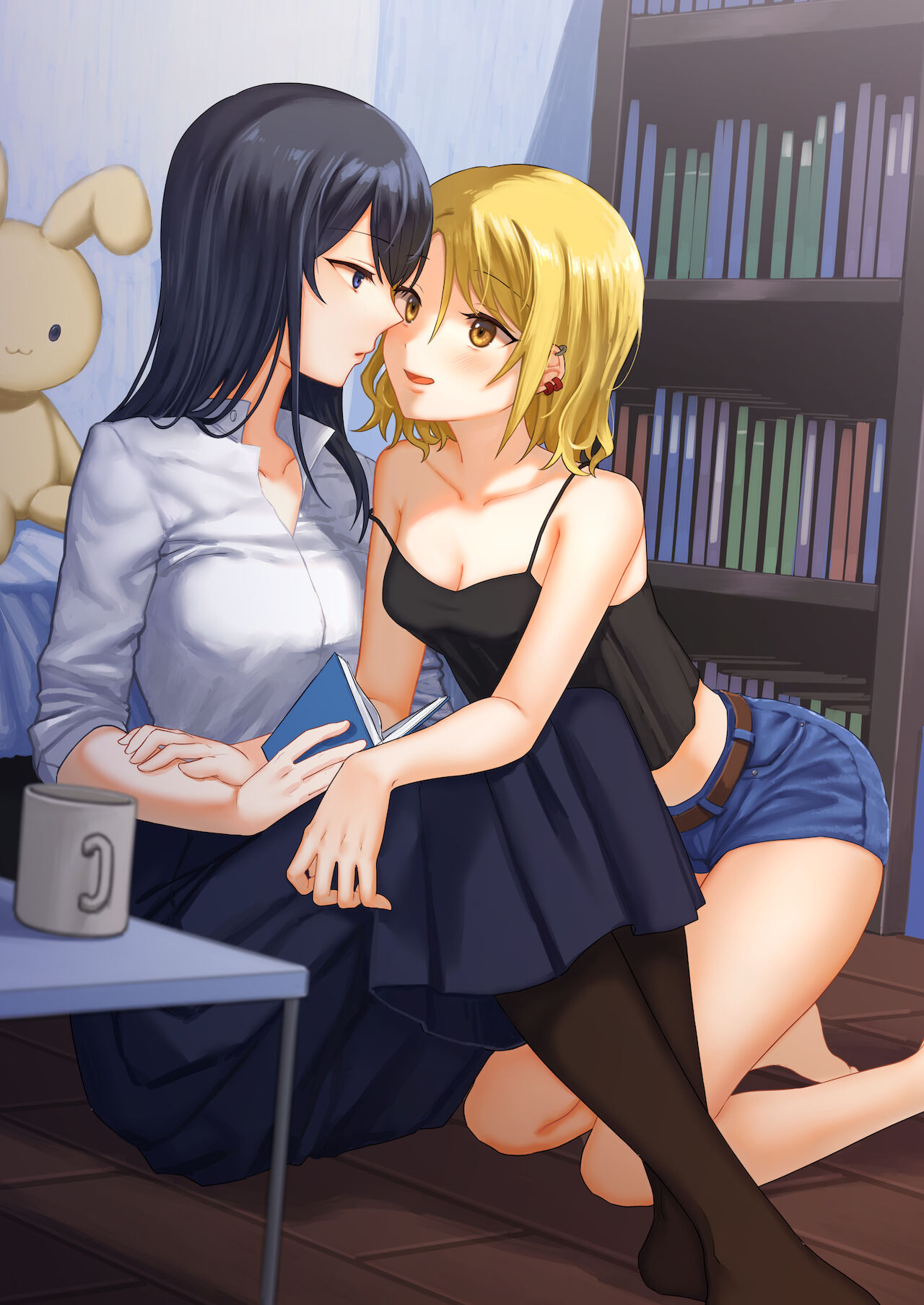 1RT de Nakawarui Nonke Joshi-tachi ga 1-byou Kiss suru Series - Otameshi Dousei shiteminai? | 1个转发让关系不好的异性恋少女们接吻1秒系列③-要试着同居一段时间吗？ page 2 full