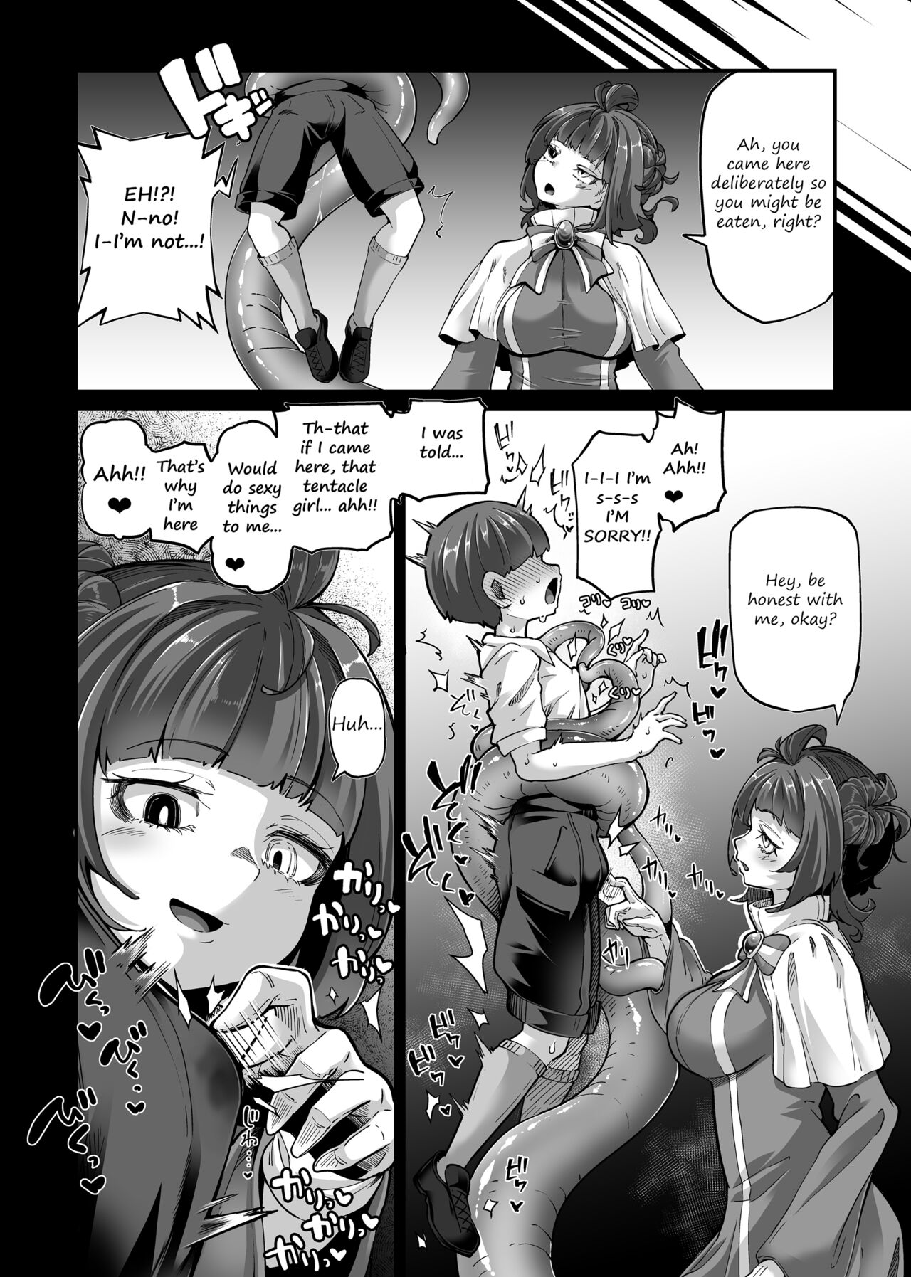 A desperate horny schoolboy deliberately goes into tentacle girl's territory at night because he wanted to be eaten sexually? Boy vs Shogo-tan page 2 full