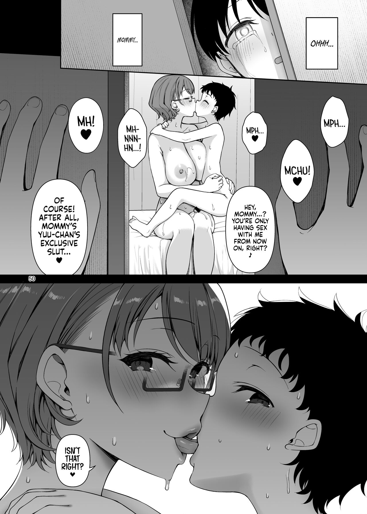 [Akapenguin (Asahina Hikage)] Boku no Mama wa Otouto no Mae de dake Dosukebe ni Naru | My Mom Turns Into a Slut for My Little Brother, and Him Alone [English] [Sloppy Seconds] [Digital] Hentai - Raw  50