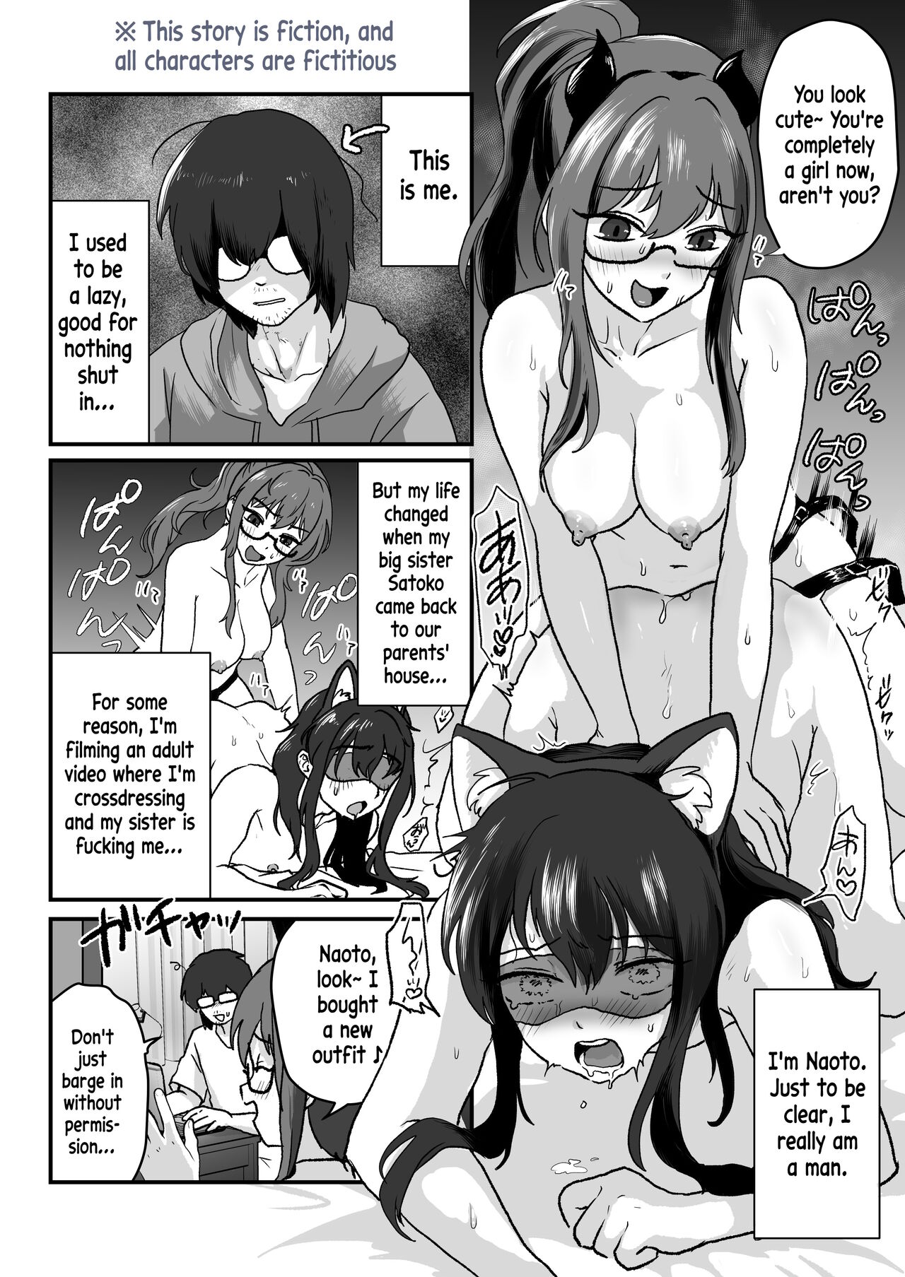"Hihou" Crossdressing Little Brother gets Pegged by his Older Sister and then... Loses his Virginity With a Female Orgasm page 3 full