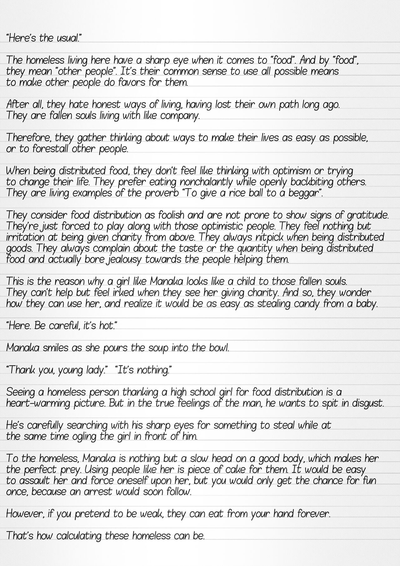 Misuke's Short Stories 6 - Manaka & the Homeless page 2 full