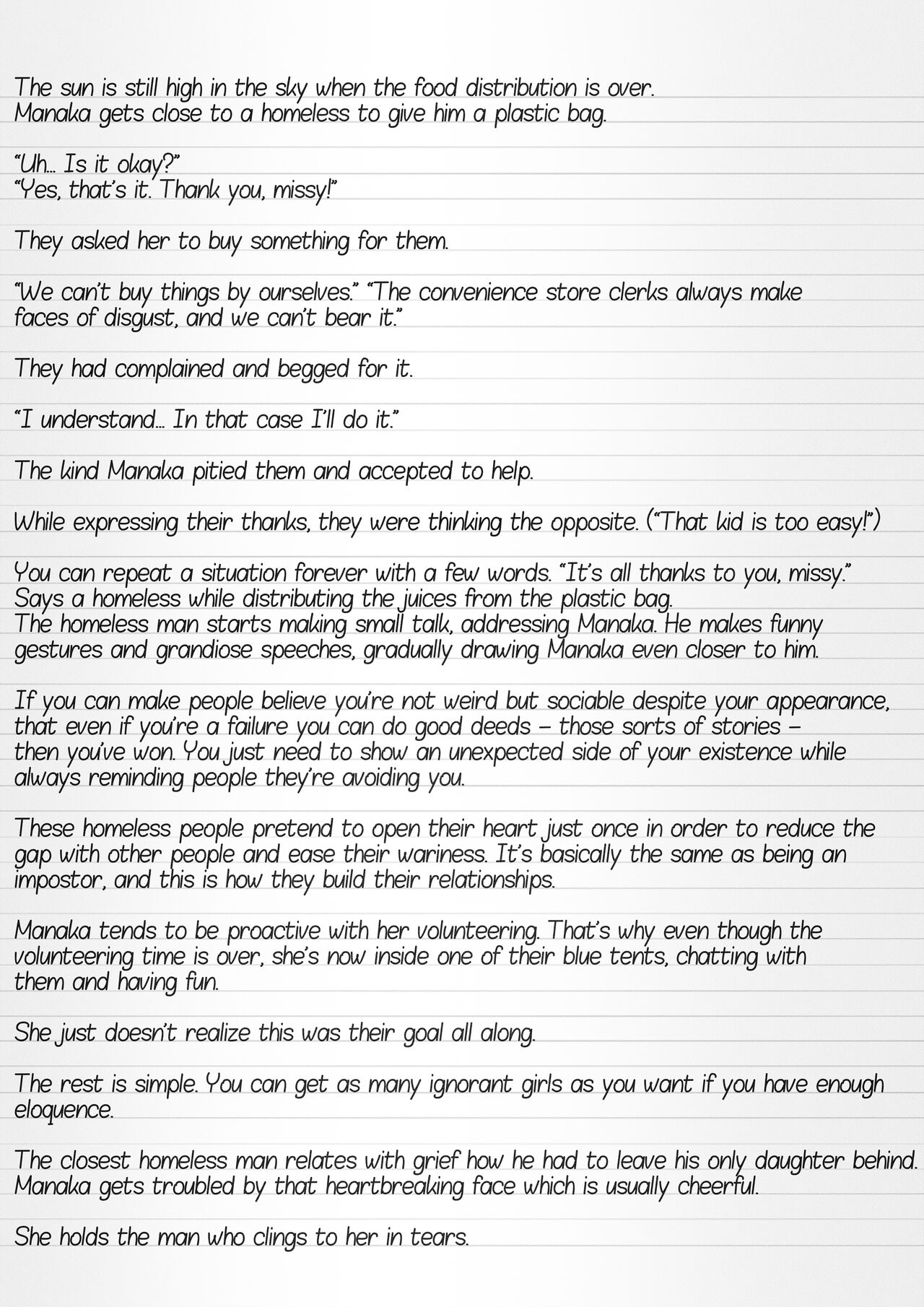 Misuke's Short Stories 6 - Manaka & the Homeless page 3 full