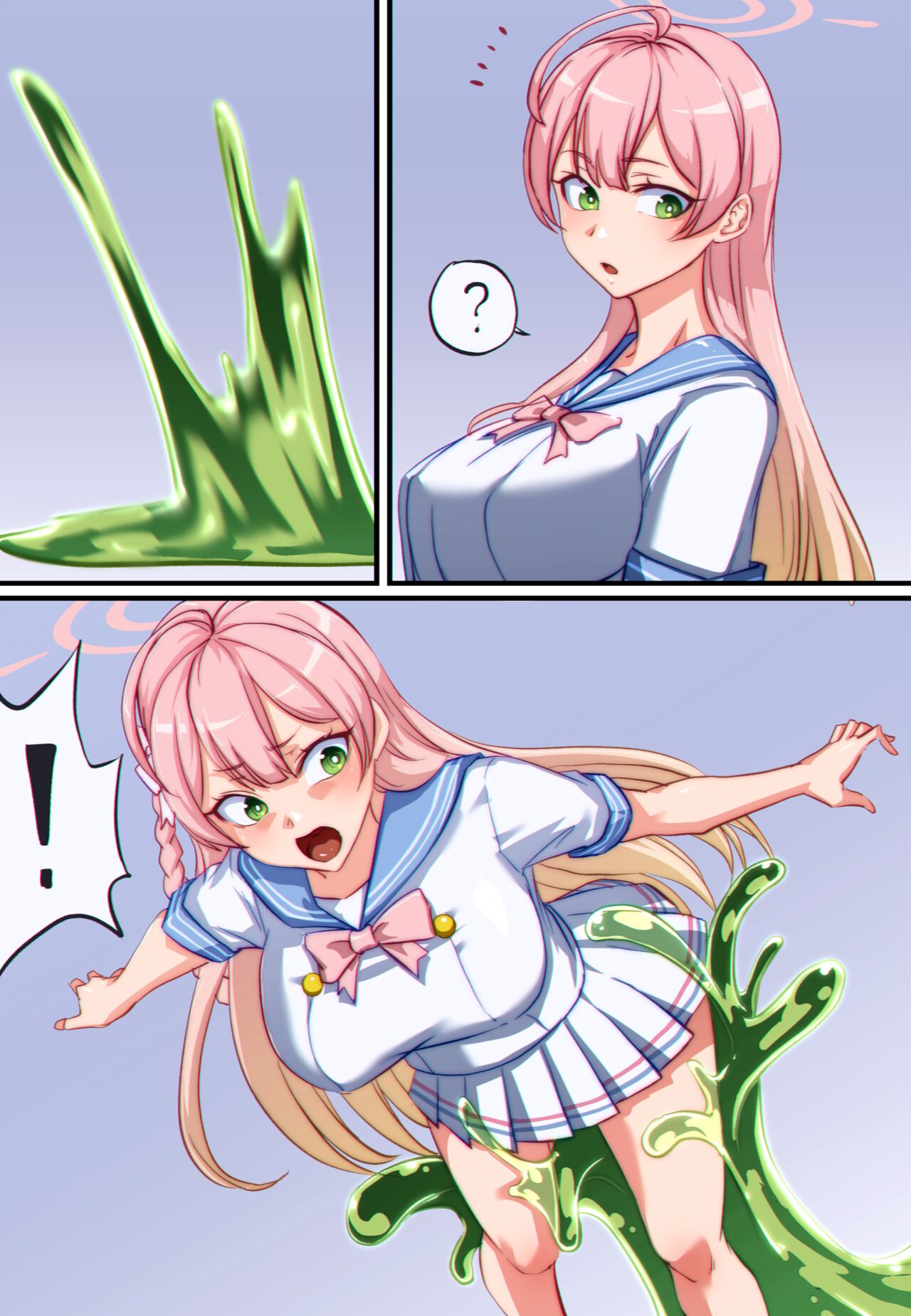 【Full Color Speechless Manga 15P（Art:Khear）】Blue Archive Hanako Urawa Slime Possession page 2 full