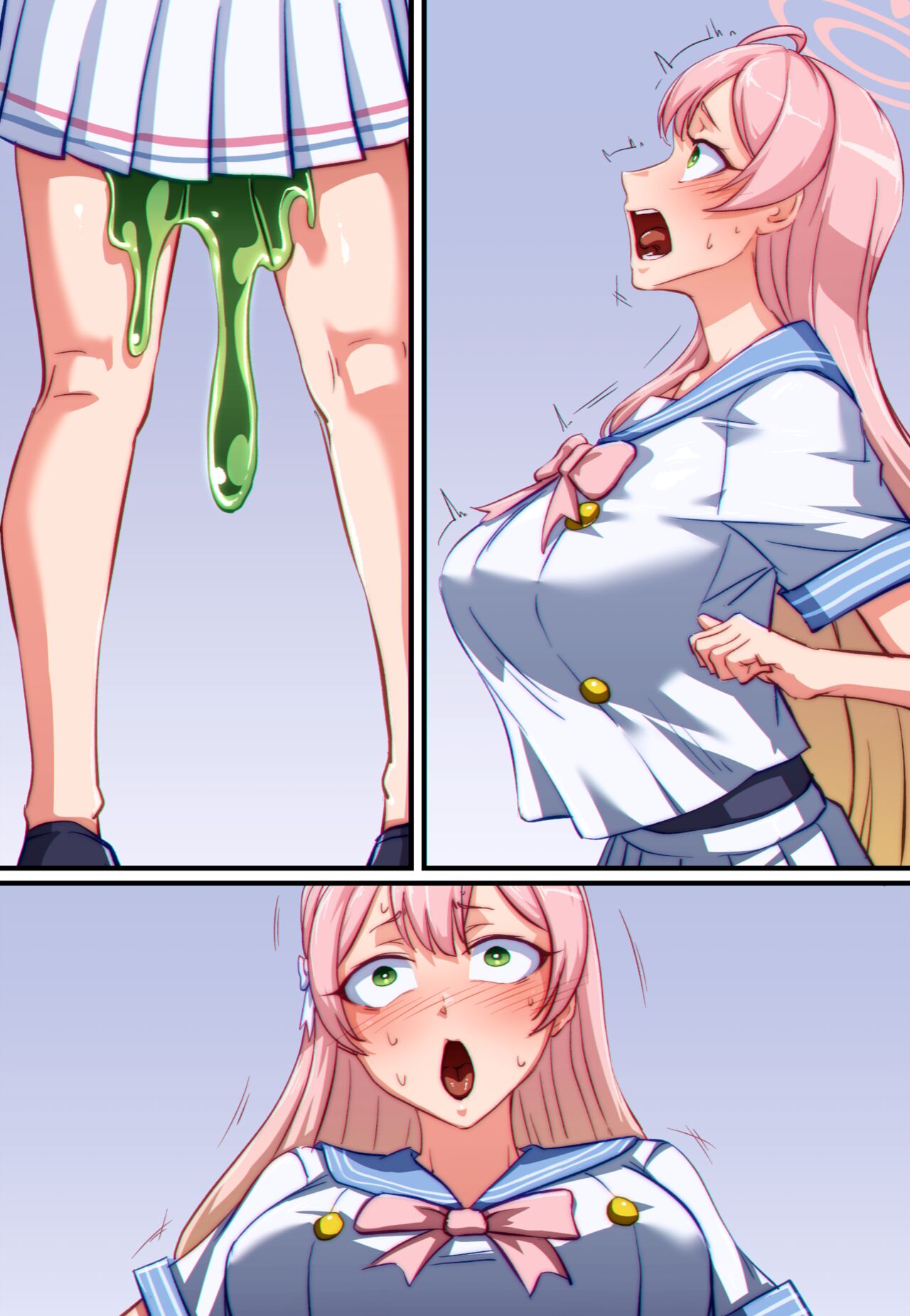 【Full Color Speechless Manga 15P（Art:Khear）】Blue Archive Hanako Urawa Slime Possession page 4 full