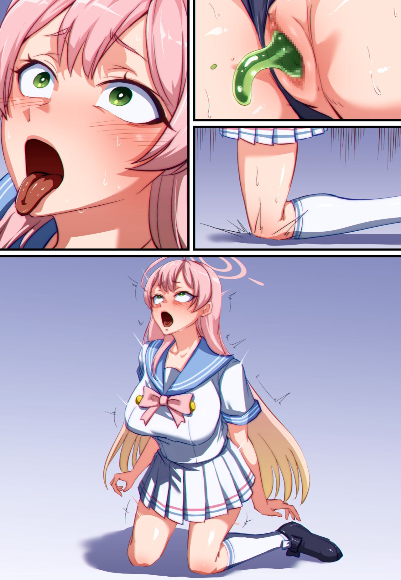 【Full Color Speechless Manga 15P（Art:Khear）】Blue Archive Hanako Urawa Slime Possession page 5 full