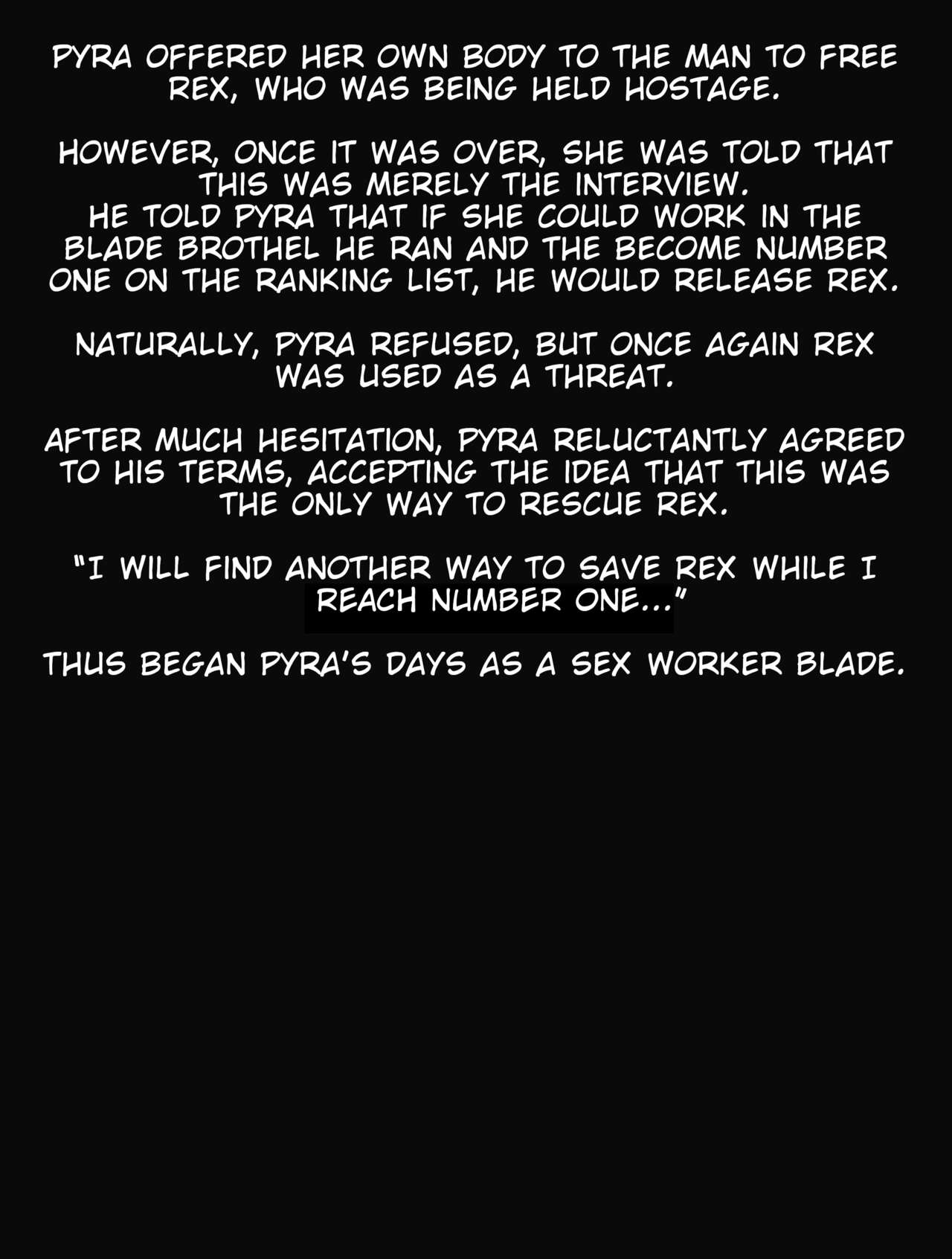 Torawareta Rex o Kaihou suru Jouken to shite Blade Fuuzoku de No.1 Jou o Mezasu Homura | Pyra Aims to become the No. 1 Girl in the Blade Sex Industry as a Condition for Freeing a Captured Rex page 2 full