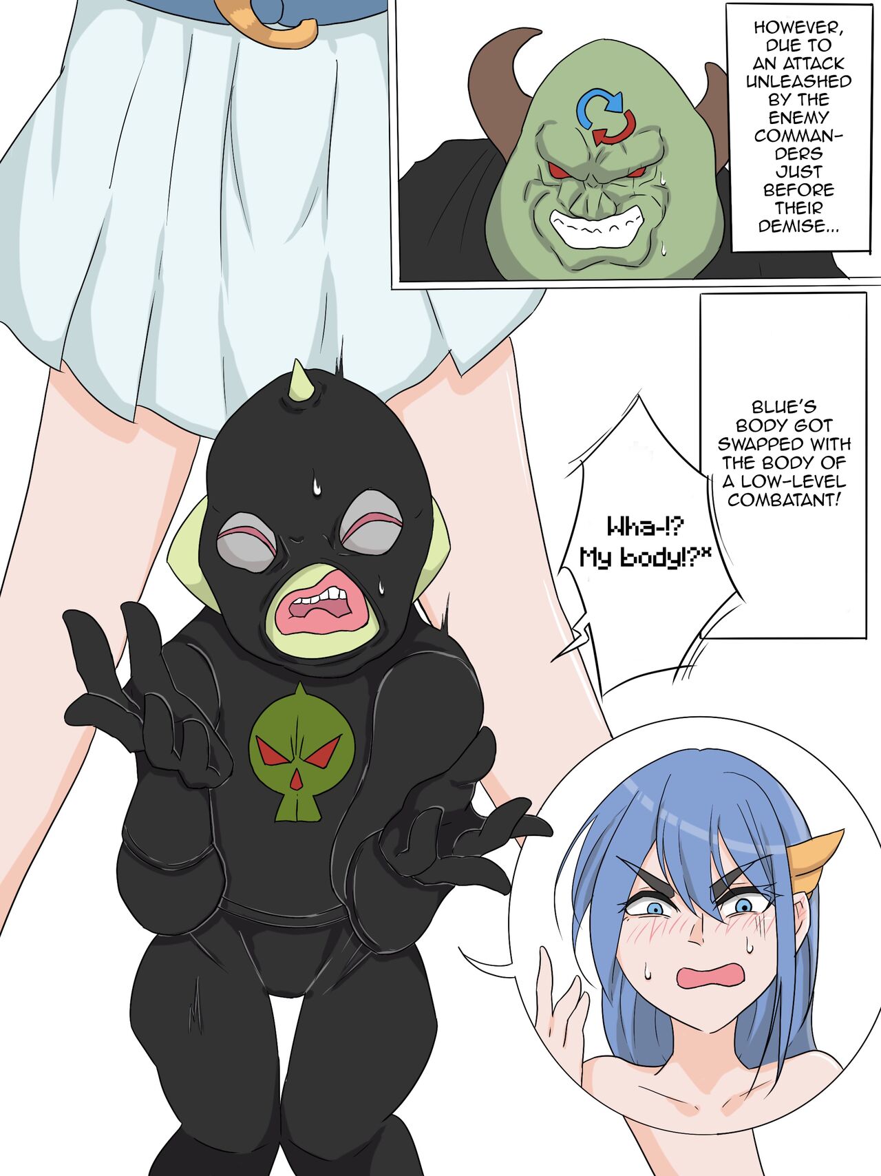 Superheroine from a Sentai series Swaps Bodies with a Low-ranking Combatant page 2 full