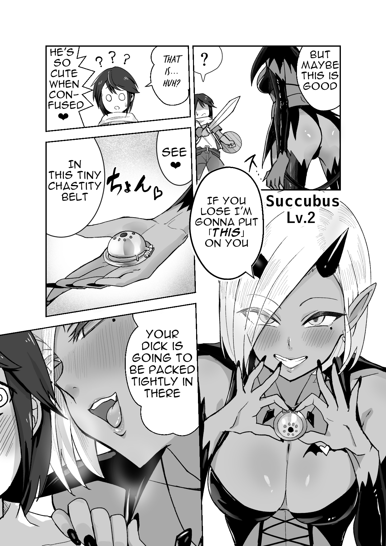 Succubus ni Haiboku Shite Chitchana Teisobi o Tsukerarechau Ohanashi / Story about Losing to a Succubus and Made to Wear Small Chastity Belt page 3 full