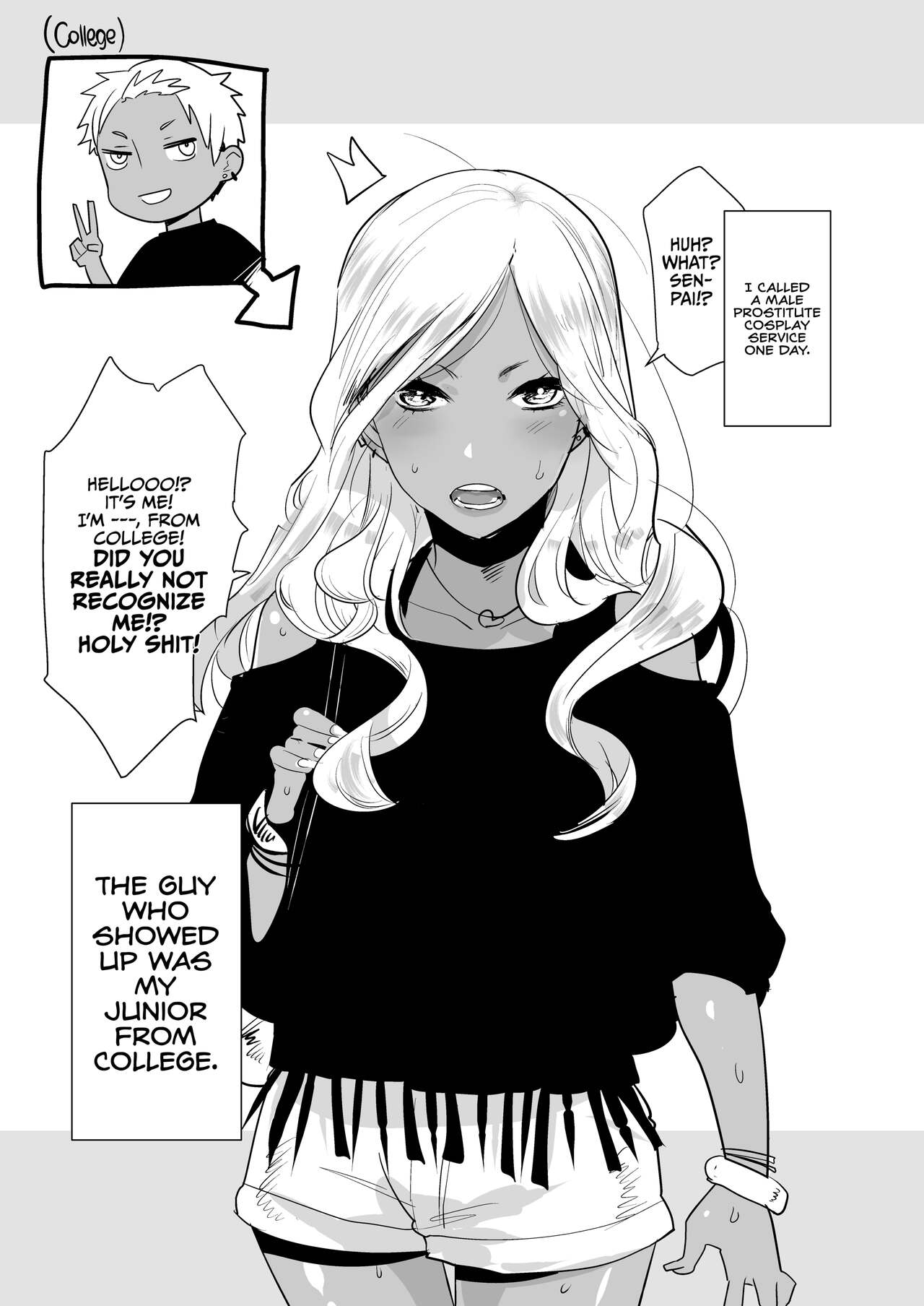 Kasshoku Otokonoko DeliHeal no Erohon ~Yattekita Shimakaze-kun wa Daigaku no Charai Kouhai de――?! Hen | Tan Crossdressing Call Boy page 2 full