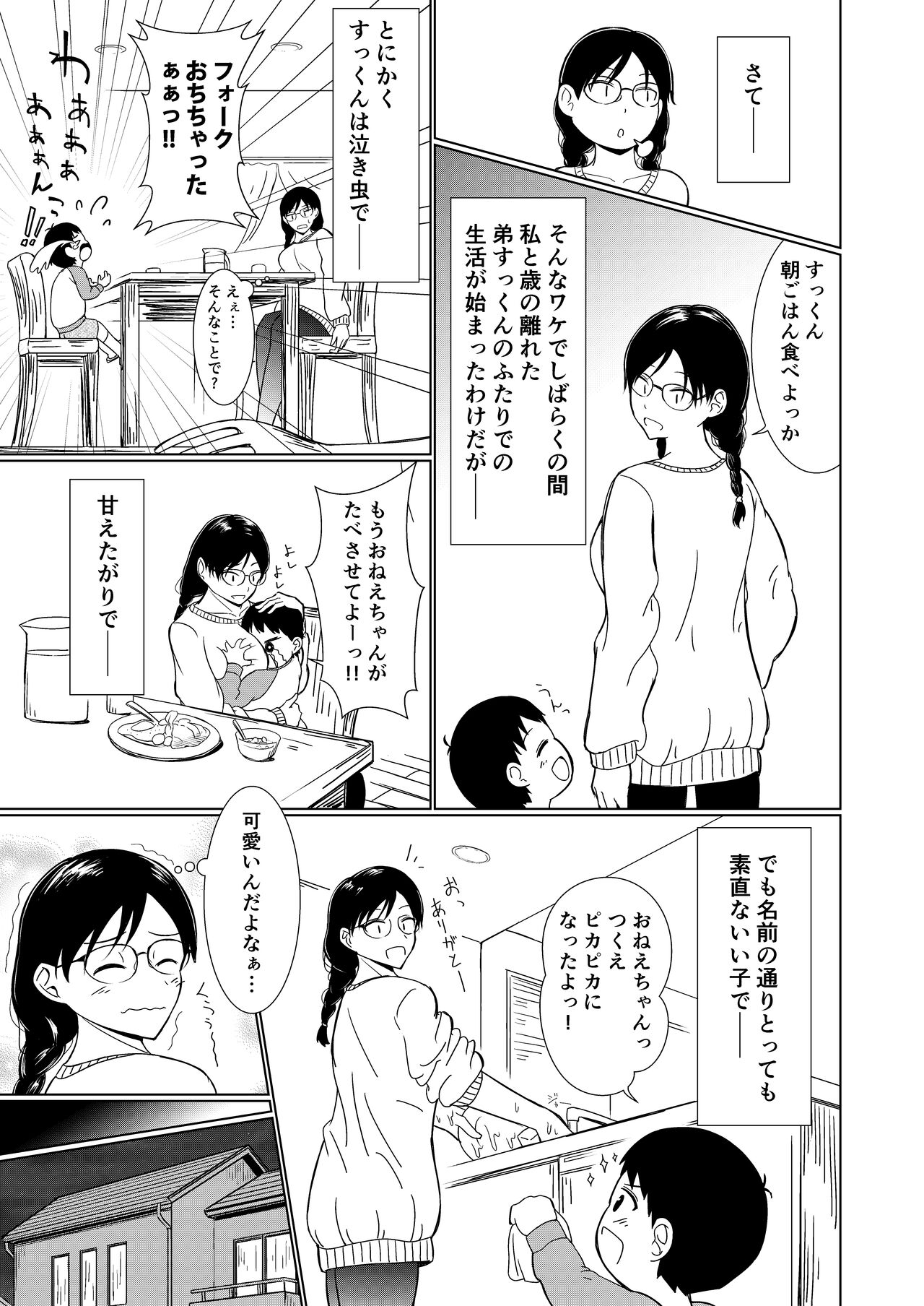 地味顔お姉ちゃん頑張るっ！〜初めての勃起に驚いてギャン泣きする弟のお世話は大変っ！〜 page 7 full