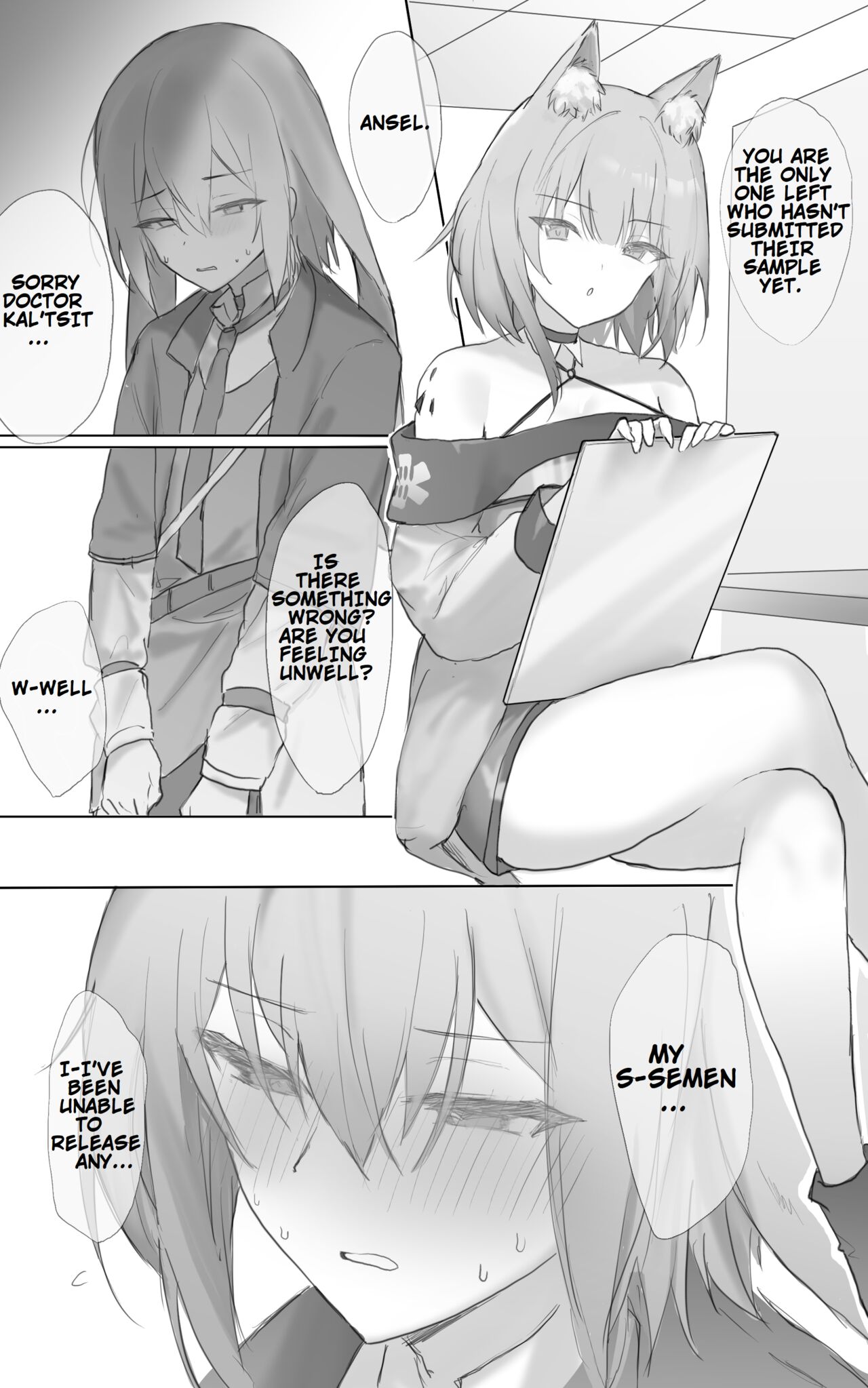 Rhodes Kenkou Shindan de Kentai o Nekosogi Shiboritorarechau Hanashi | A Story About a Specimen Being Extracted During a Health Checkup at Rhodes Island page 1 full